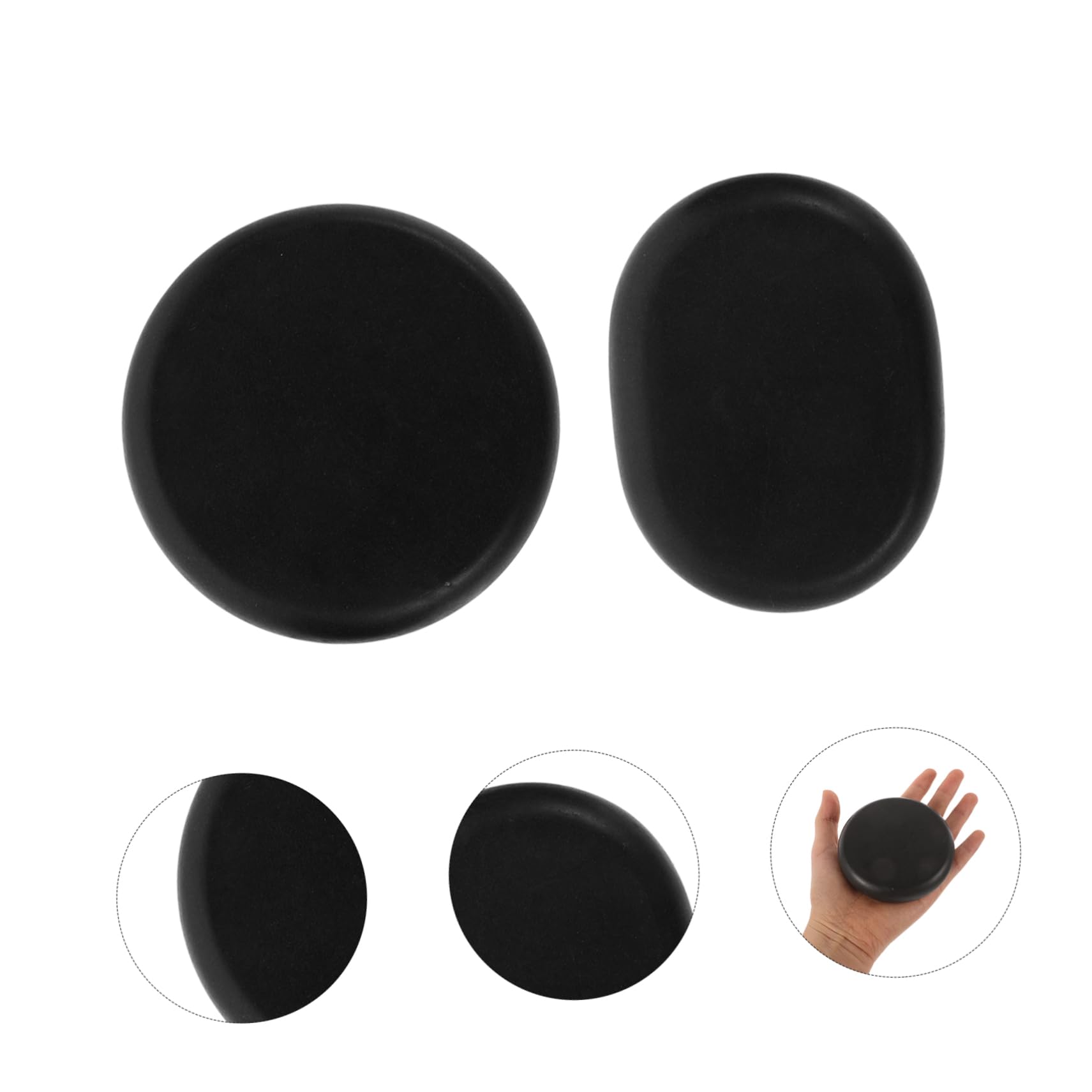Beavorty 6 Piedras de Masaje Calientes de Basalto, Caja Calentadora para Spa y Masaje en Casa, Superficie Lisa, Alivio Muscular, 6 Piezas