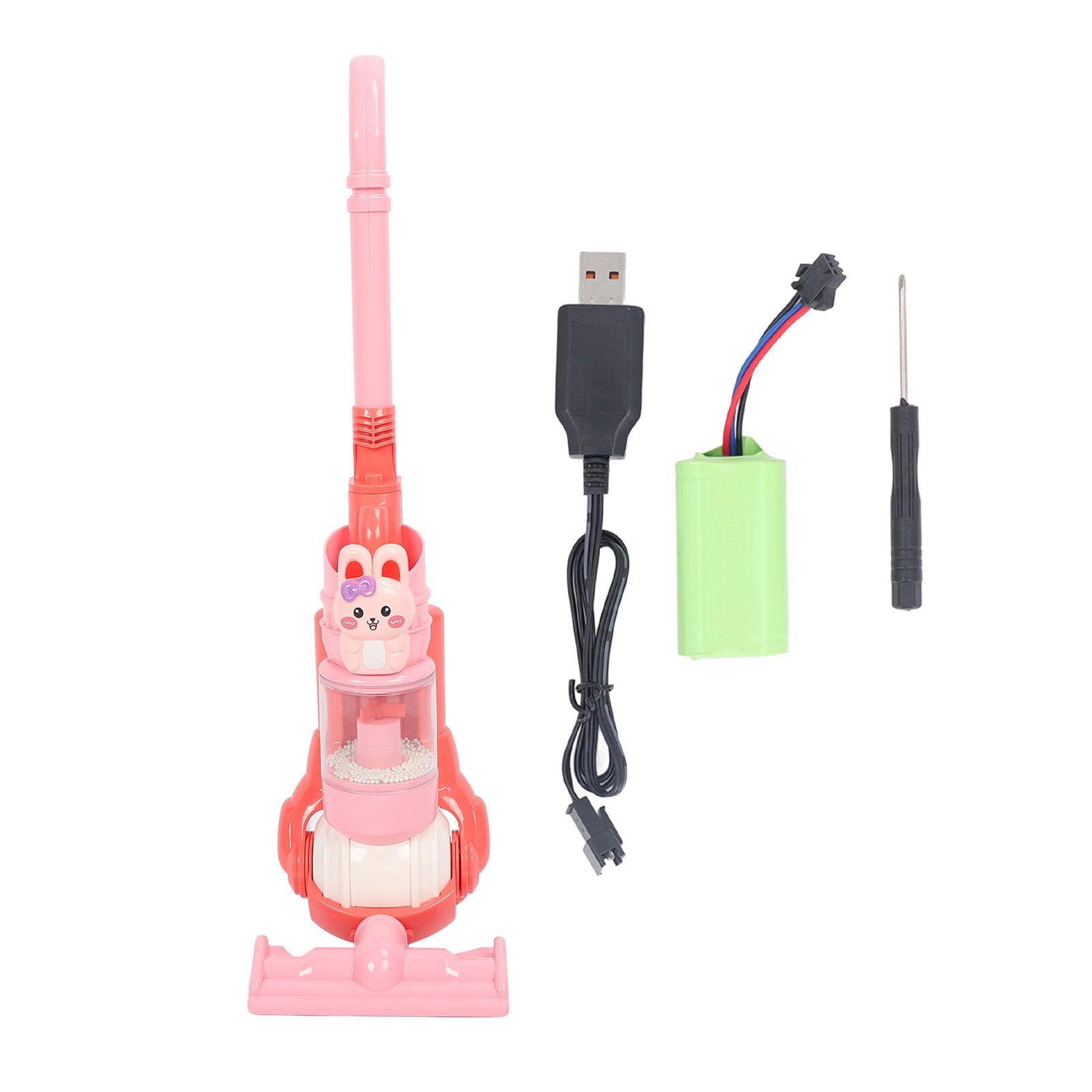 Aspirapolvere Elettrico Giocattolo per Bambini Ricarica USB Cartone Animato con Effetti Sonori per Giochi per Bambini 64 X 17,5 Cm (Coniglia)