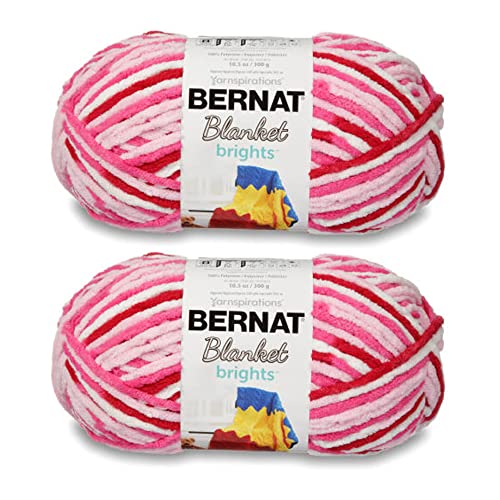Image of Bernat Blanket Brights Raspberry Ribbon Varg Yarn - 2 Pack of 300g /10.5oz - Polyester - 6 Super Bulky - 220 Yards - Knitting /Crochet