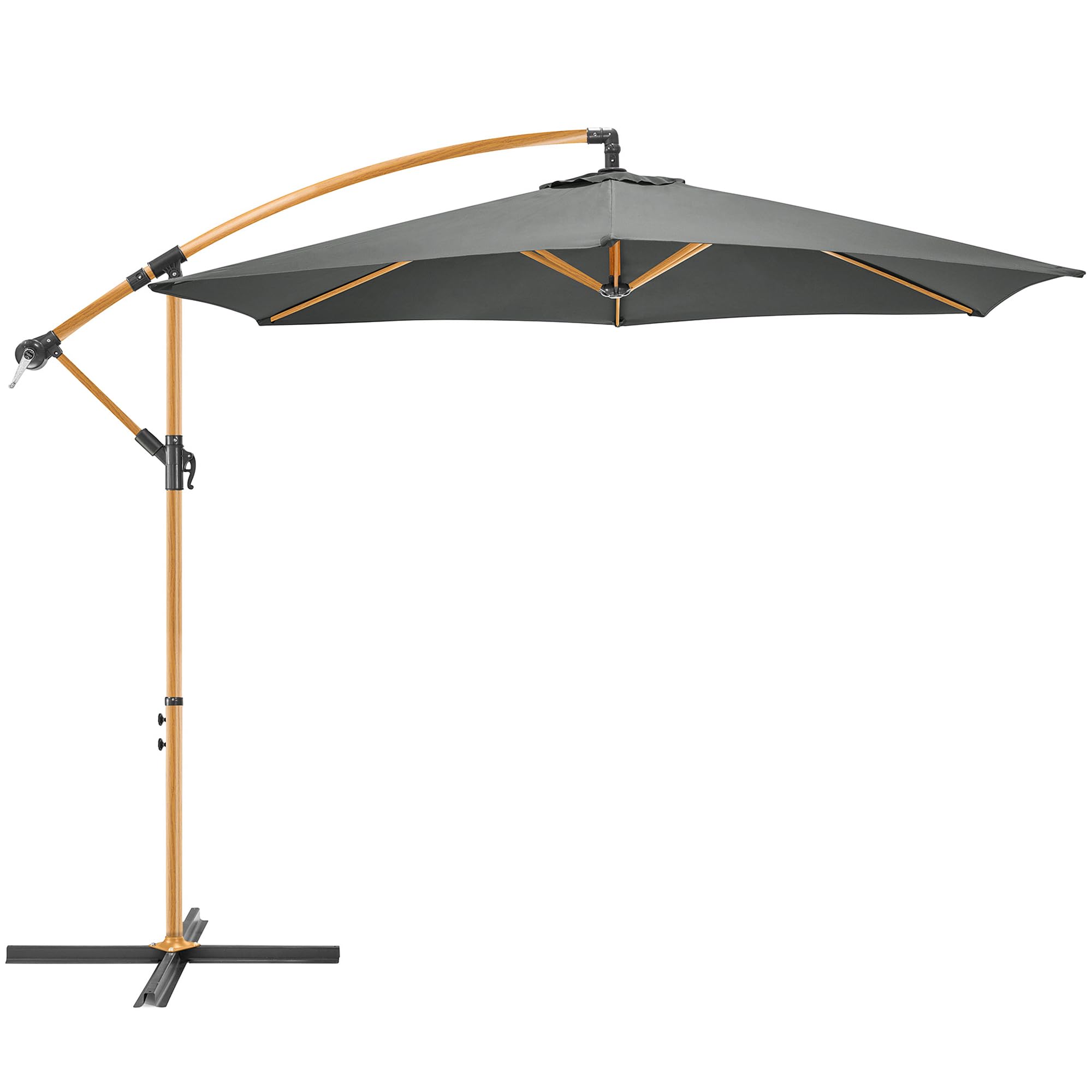Christow Grey Banana Parasol, Wood-Effect, 3M,