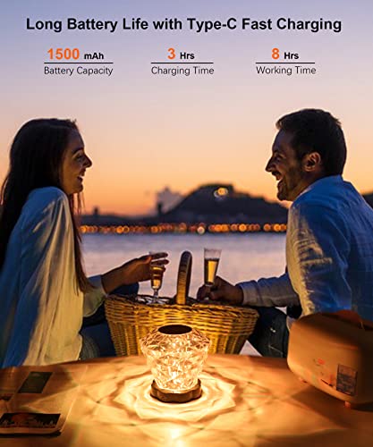 Crystal Lamp, Touch Table Lamp With Remote Control, Led Rose Diamond Dimmable Night Light With Type C Port, 16 Rgb Color Changing Lamp For Bedroom Living Room Office Party Dinner Decor Gift #TOP4