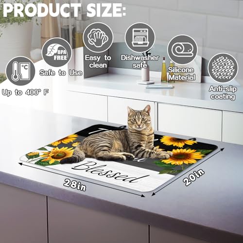 Image of Stove Top Cover for Electric Stove 28 inchx 20 inch, Sunflower Heat Resistant Glass Top Stove Cover Protector, Glass Cooktop Covers, Kitchen Flat Electric Stove Top Covers