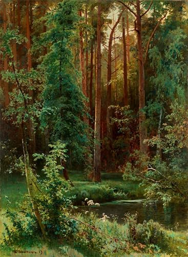 Lienzo decorativo para pared premium de 60x90cm con arte vintage de bosque