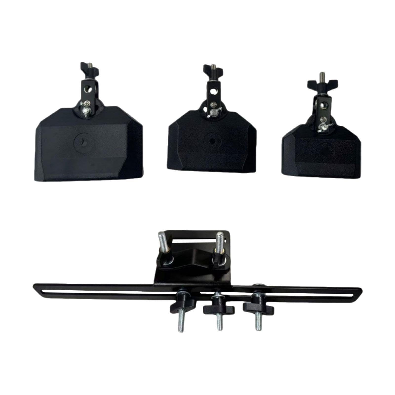 Set di Campanacci Da 4", 5" E 6" con Blocco di Percussioni Musicali con Supporto per Batteria, Esibizione in Festival, Nero
