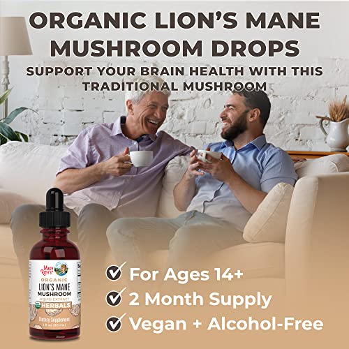 MaryRuth Organics Lions Mane Mushroom Supplement, Upto 2 Month Supply, Nootropic USDA Organic Lions Mane Extract Nervine Herbal Liquid Drops, Brain Health Non-GMO Vegan Alcohol Free Tincture, 1 Fl Oz - Image 5