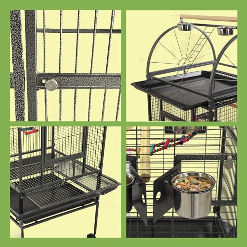 68'' Large Parrot Cage, Large Bird Cages for Parrots,Conure Cage for Birds, Cockatiel Cage with Play Top,Feeders,Slide-Out Tray,Seed Catcher,Birdcage Toys for Cockatoo,African Grey,Lovebird - Image 4