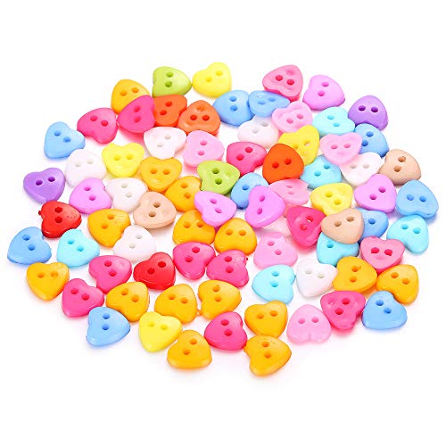 150Pcs Assorted Colors Size 1/2 Inch Round Resin Heart Buttons Two Holes Diy Crafts For Children's Manual Button Painting And Sewing Fasteners Buttons (Colorful) #TOP2