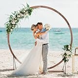 Moccha Wedding Arch, 7.4 FT Wooden Arch Backdrop Stand, Outdoor Archway Pergola, Garden Arbor Trellis for Climbing Plants Flower Balloon, Rustic Wedding Decorations for Home Party Ceremony, Round