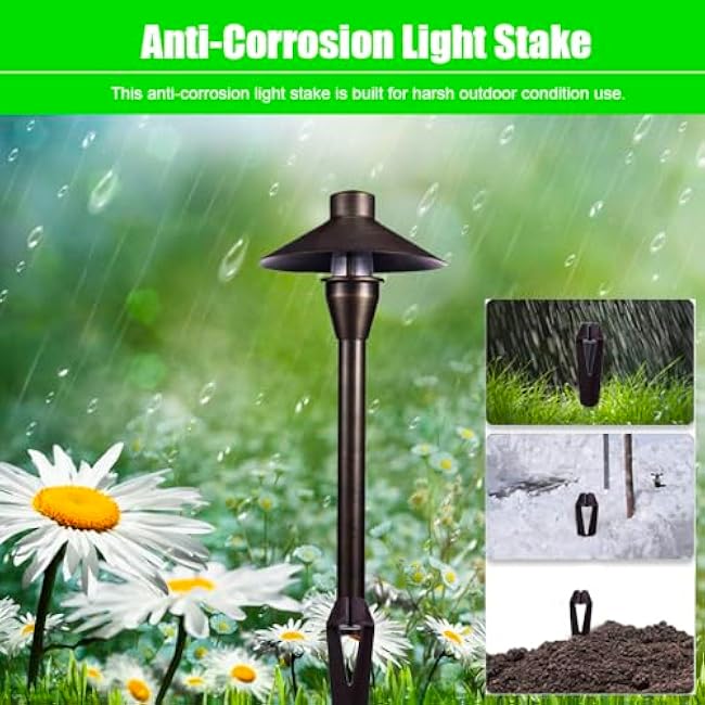Landscape Lighting Stakes, 1/2 NPT Female Thread, 8.6 Inch Solid Plastic Spikes,Corrosion Resistant Replacement Spikes for Outdoor Garden Yard Path Lights, Spotlights 4-Pack