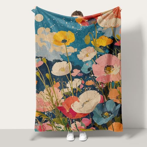 Couverture microfibre extra fleurs plaid polaire fluffy 100x130cm aux finitions soignées - 2