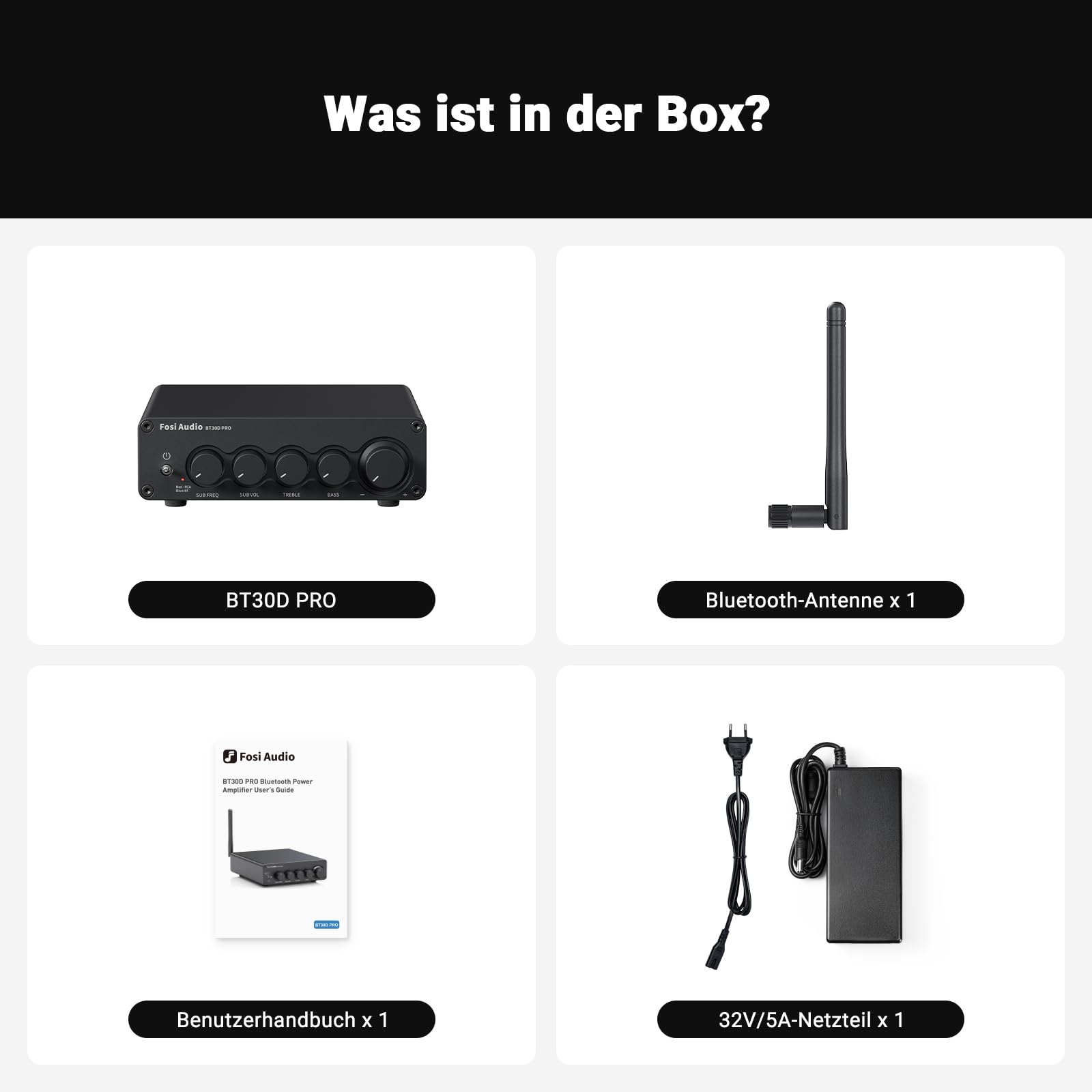 Fosi Audio BT30D Pro Bluetooth Verstärker 2.1 Kanal, Mini HiFi Verstärker TPA3255 165W x2+350W Bass-Höhenregler