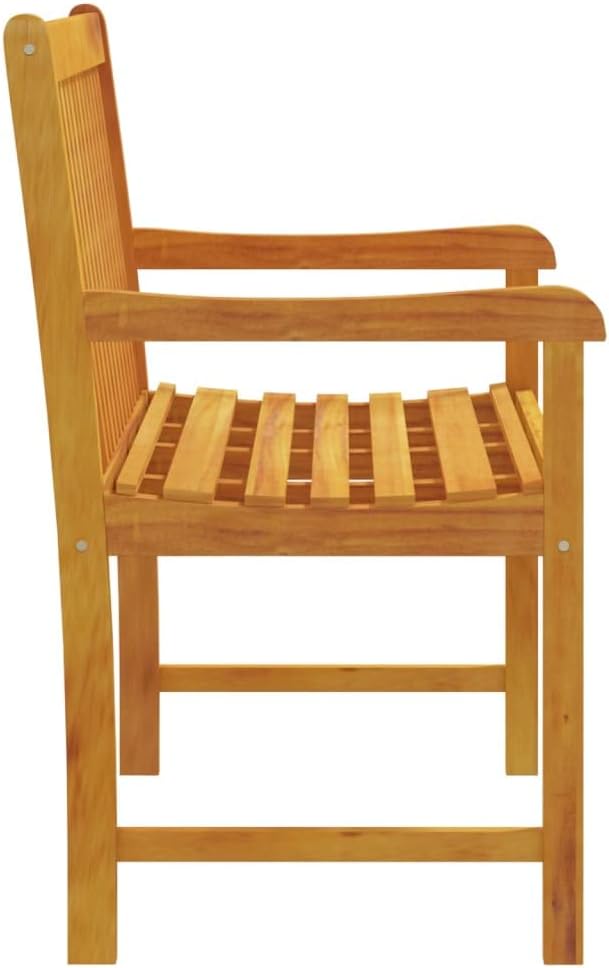 vidaXL Solid Acacia Wood Patio Bench with Oil Finished Surface - Weather- and Durable - Comfortable Seating with High Armrests and Backrest - Brown - Assembly Required