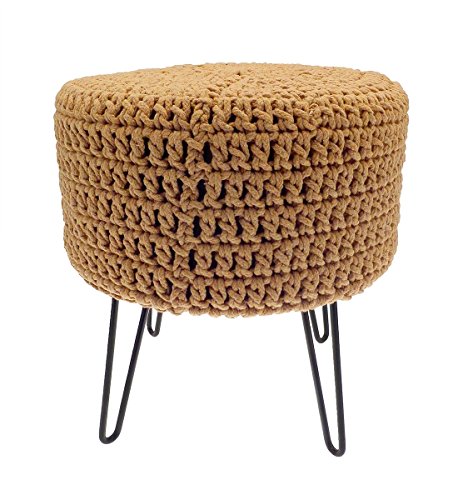 Homespace Direct - Reposapiés de Punto con Patas de Metal, 100% algodón, Color marrón