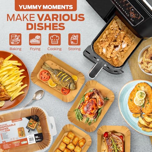Image of Marve Airfryer Papers Disposable, 100PCS Non-Stick Parchment Paper, Air Fryer Liners for 5-8QT Air Fryer, Baking, Roasting Microwave 8 Inch (22 x 14 Fryer 100 Pcs)