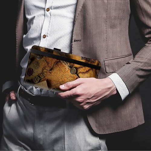 Image of FUYOCWE Leather Checkbook Cover for Men & Women, Checkbook Holder Wallet RFID Blocking | 1776 Patriotic Vintage American Map