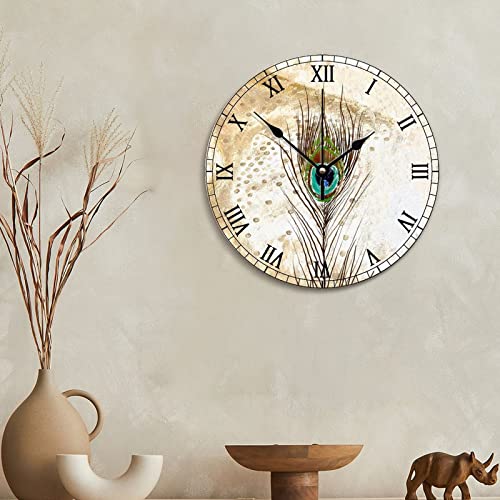 Horloge murale paon vintage fleurs idée cadeau maison à piles - 4