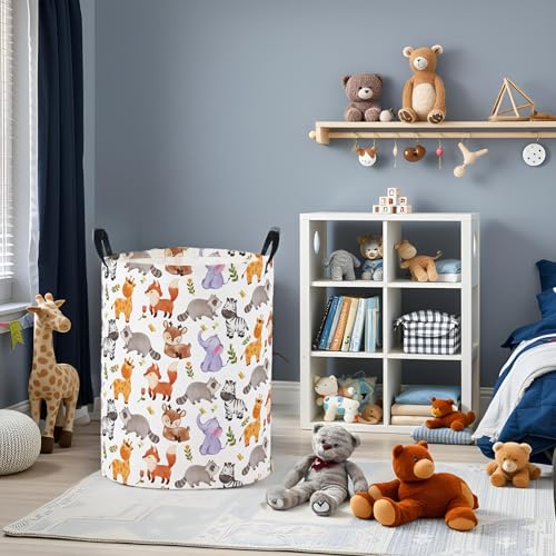 Image of Baby Laundry Basket Baby Nursery Hamper Kids Laundry Basket Toy Storage Bin for Boys Room Decor Gift Baskets for Bedroom Bathroom(Animal)