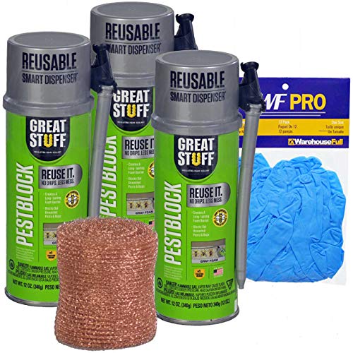 Great Stuff Kit - Smart Dispenser Reusable Polyurethane Foam Sealant 12oz (3), 4 x 20 Copper Mesh (1), Gloves (1), Expanding Foam, Insulating Foam Sealant Great Stuff Kit - Smart Dispenser Reusable Polyurethane Foam Sealant 12oz (3), 4" x 20" Copper Mesh (1), Gloves (1), Expanding Foam, Insulating Foam Sealant