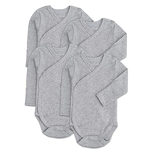 Image of Baby Side Snap Bodysuit Set, 100% Cotton Boy Girl Unisex Kimono Onesie, 4 Pack