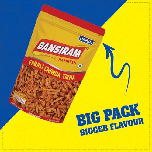 Image of Bansiram Namkeen | Farali Chiwda Tikha | Spicy Fasting Snack Mix | Upvaas Special Namkeen | Dry Fruit Faradi Chivda | Ready-to-Eat Indian Snack for Vrat & Festivals | Crunchy & Delicious | 350gm Pack