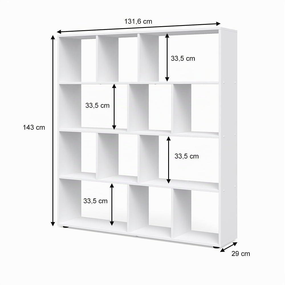 Vicco Scaffale Pilar, Bianco, 131.6 x 143 cm