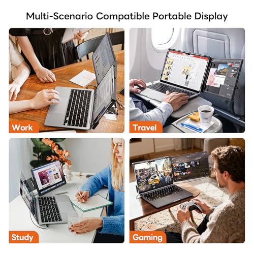 Image of 14 inch Laptop Screen Extender,FHD 1200P IPS Portable Monitor for 14 inch-17.3 inch Laptops, Dual Travel Screen Monitor Plug & Play, Laptop Screen Monitor Extender Compatible with Windows /Mac /Android&Chrome OS