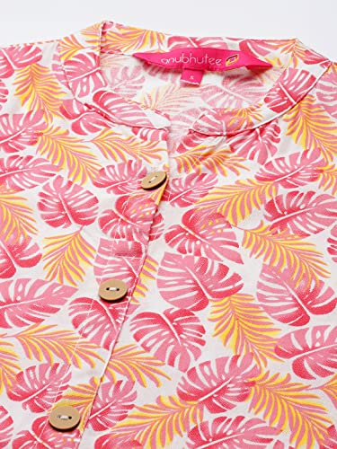 Image of anubhutee Women's Cotton Pink Floral Printed Straight Kurta