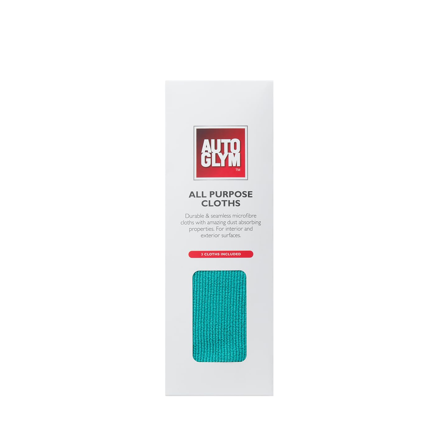 Autoglym All Purpose Cloths 40 x 40cm, 3 Pack – Premium Scratch‑free, Seamless Car Care Microfiber Cloths for Interior and External Use, Machine Washable