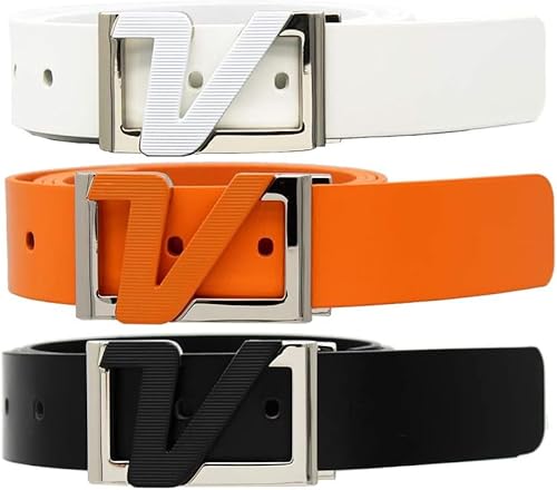 Miniatura 10 de AMBA7 Volvik Victory - Cinturón de cuero de golf, 100% auténtico, correa de cuero sólido italiano, tamaño libre hasta 42 pulgadas, blanco, negro,