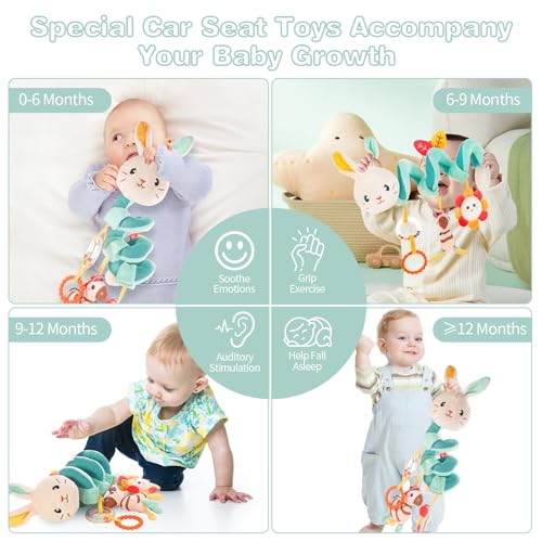 Image of FATI Car Seat Toys for Babies 0-6 Months, Stroller & Crib Toys with Squeaker Rattles - Ideal Gifts