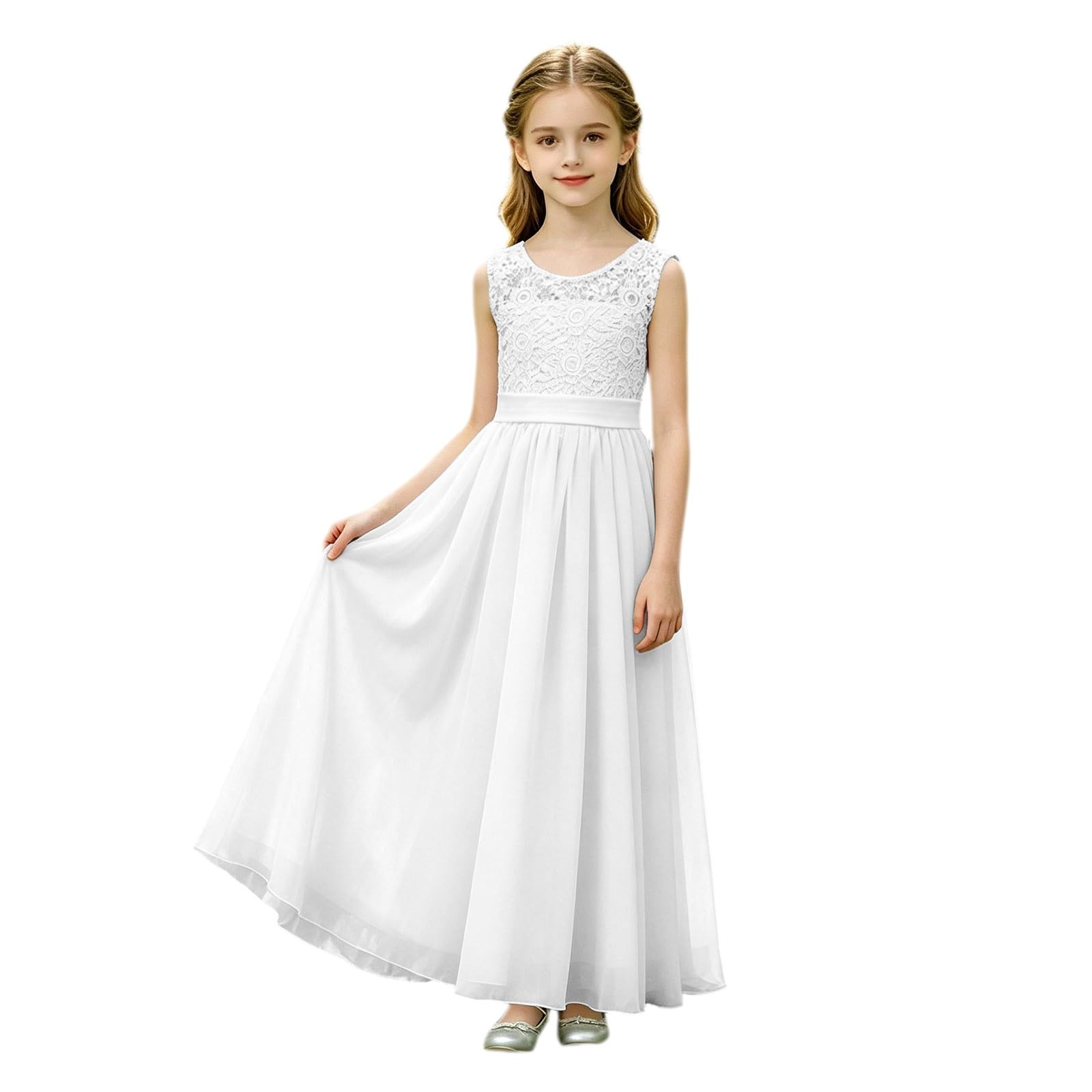 Abiti Ragazza Senza Maniche Girocollo Vestiti Bambine e Ragazza Elegante Colore Solido Linea A Abito Lunghe Estivo Larghi Morbidi Comode Casual Spiaggia Festa
