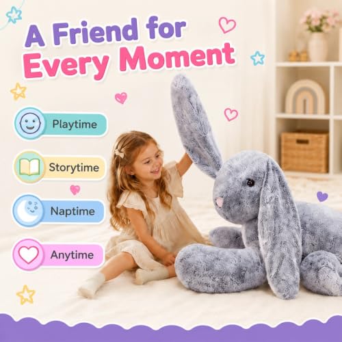 Image of BENINY 47 Inch Giant Bunny Stuffed Animal, Large Easter Rabbit Plush Toy, Big Soft Cuddly Bunny Pillow Gift for Girls, Boys, Kids, Birthday and Christmas