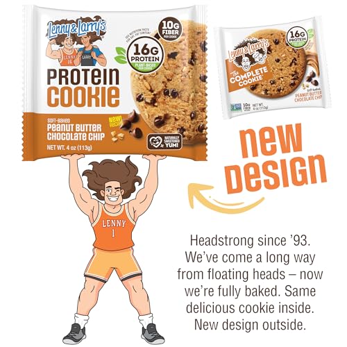 Image of Lenny & Larry's Protein Cookie, Peanut Butter Chocolate Chip - High Protein Snacks with 16g Plant Protein, 10g Fiber, Soft-Baked, Vegan, Non-GMO | 4oz, Pack of 12