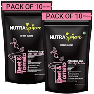 Beetroot Tomato Protein Soup Packets. High Protein, High Fibre, Natural Antioxidants, Diabetic Friendly (Instant, Preservative Free, Sugarfree, Gluten Free, No MSG)- 20 Sachets