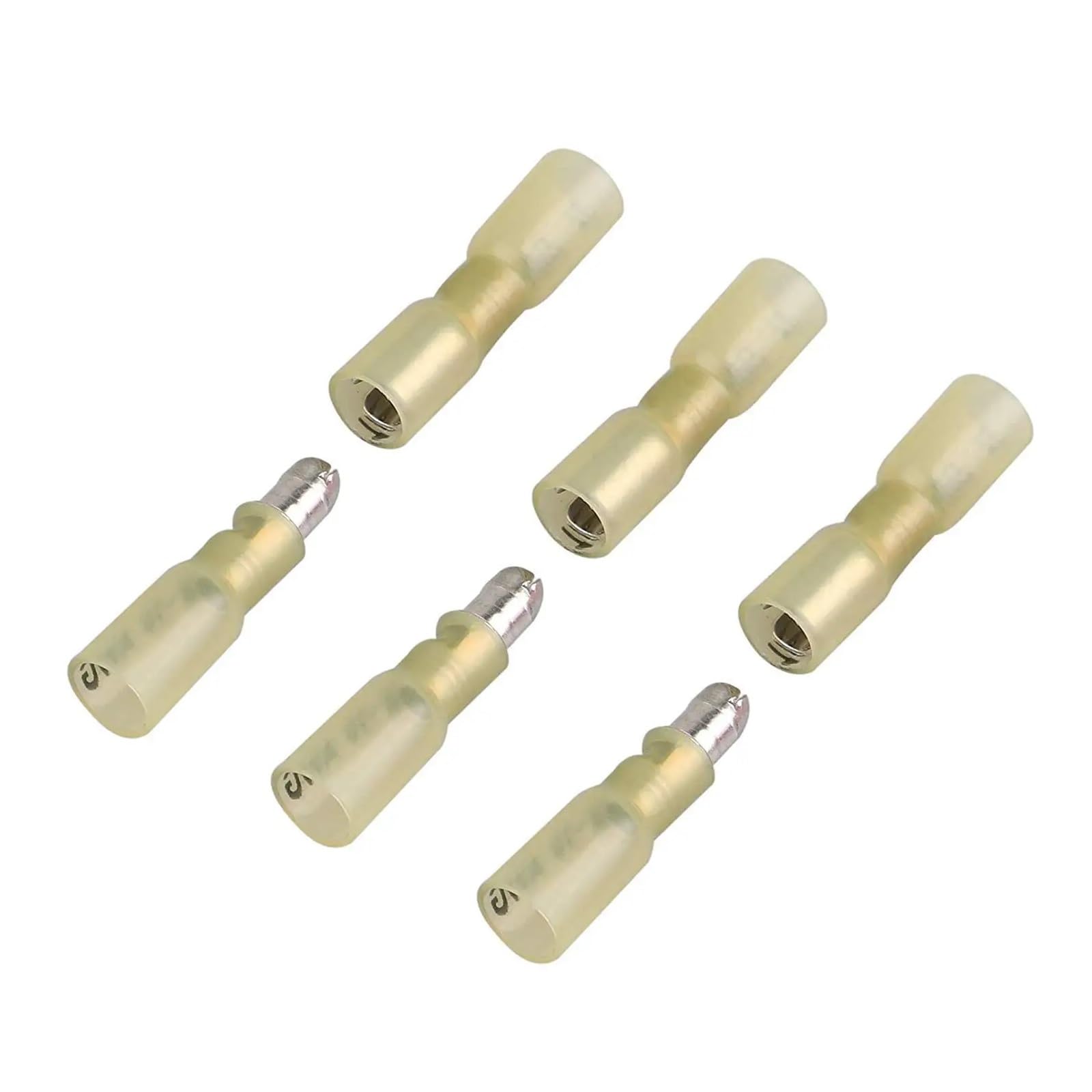 Kit di connettori a crimpare maschio e femmina termorestringenti assortiti da 200 pezzi, AWG12-10, gialli