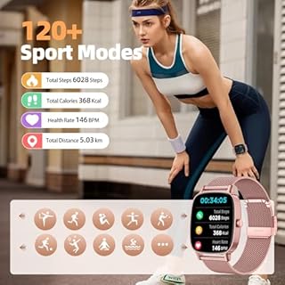 coioc Smartwatch Damen mit Telefonfunktion, 1.85 Zoll HD Fitnessuhr, 120+ Sportmodi, Herzfrequenz & Schrittzähler, IP68 Wasserdicht, kompatibel mit iOS & Android, rosa
