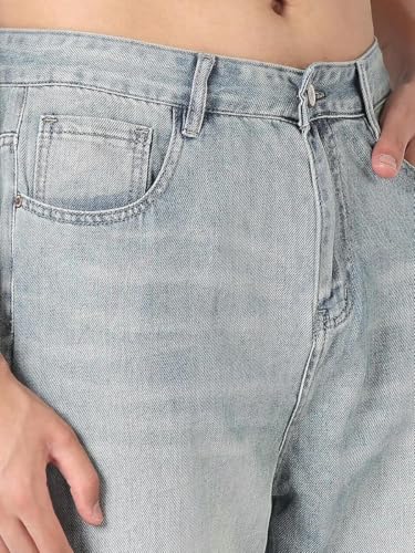 Image of M Q Denim Men's Straight Fit Jeans | Mid Wash Whisker Spray | Comfortable Cotton Denim for Daily & Casual Wear