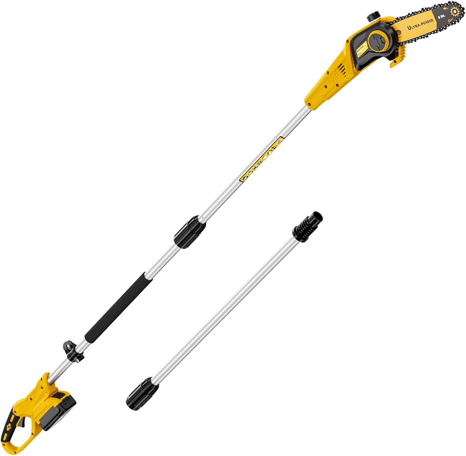 Cordless Pole Saw, Compatible with Dewalt 20V Max Batteries, 8 Inch Low Kick-Back Bar and Chain, Extension Pole for Up to 15 FT Reach, Auto Lubrication System, Tool Only-Battery & Charger not included