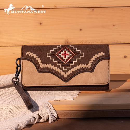 Image of Montana West Aztec Tote Bag for Women Embroidered Western Shoulder Purse and Wallet Set