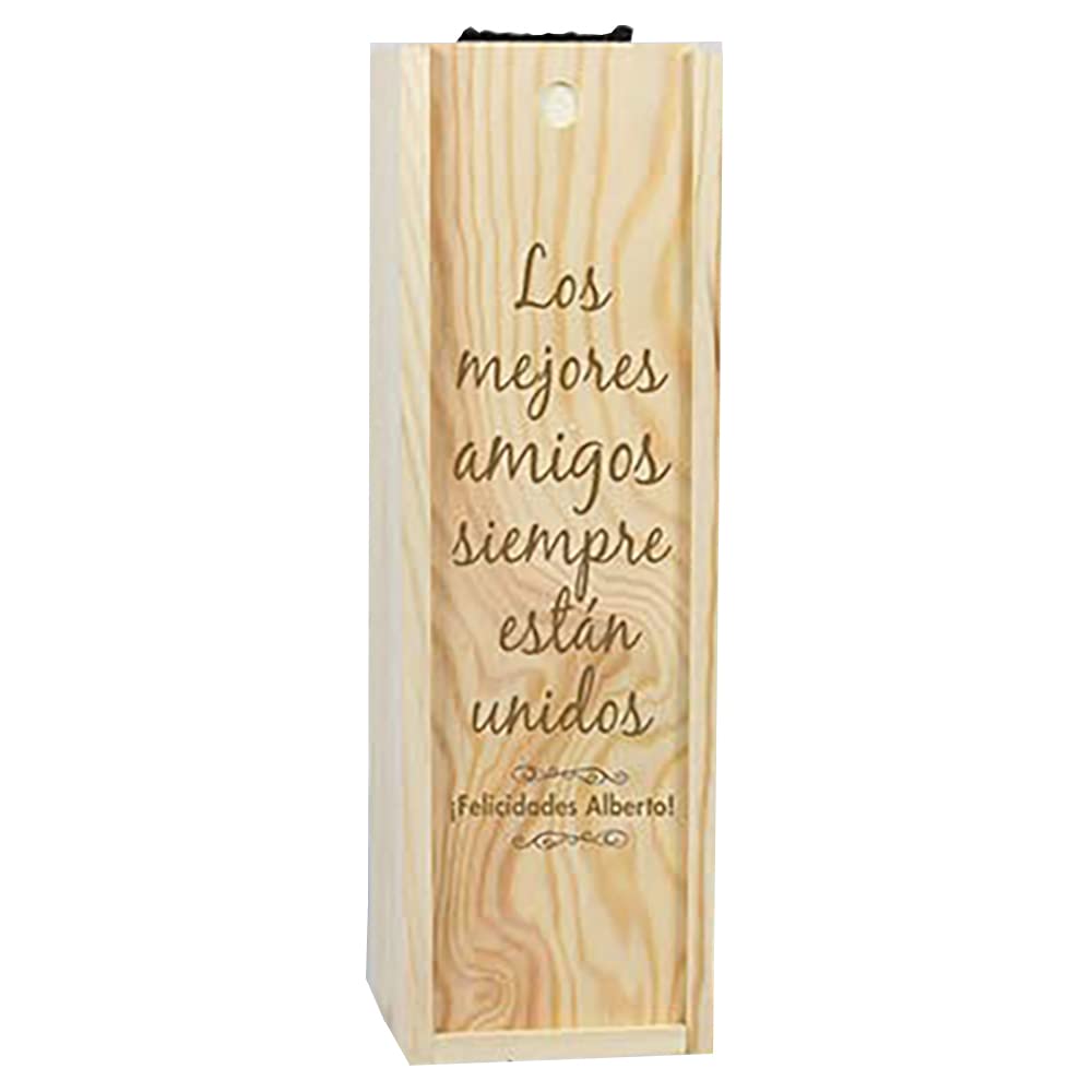 Regalo para Parejas Personalizable: Botella de Vino Personalizada con Nombres, Fecha y dedicatoria, en Caja de Madera Personalizada