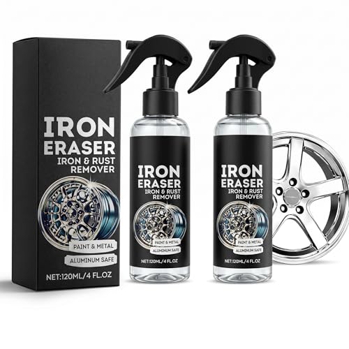 Iron Eraser Iron and Rust Remover 2026 NEW 2PCS Iron Eraser Iron and Rust Remover for Car Wheels and Paint Cleaner Spray for Car Wheels Paint & Brake Dust Removal 120ML*2