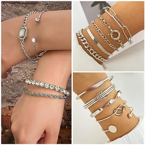 image for IFKM Silver Jewelry Set For Women With Chokers Pendant Necklaces, Laye