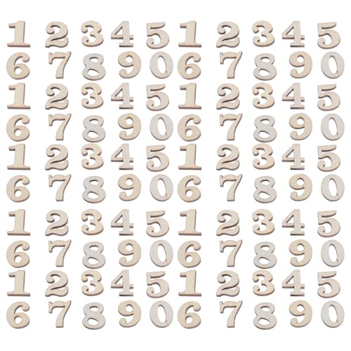 JUMPLAWN 400pcs Natural Wooden Numbers 0-9 Unfinished Unpainted Numbers Chips for DIY Crafts Project Organizer Scrapbooking Home