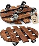 ZXZYHFTY Soporte redondo de madera para plantas con ruedas, tanques de plantación