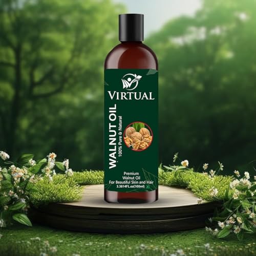 Image of VIRTUAL 100% Pure Walnut (Akhrot) Oil For Hair Growth, Skin Care, Cold Pressed Aromatherapy Natural Oil (100ml)