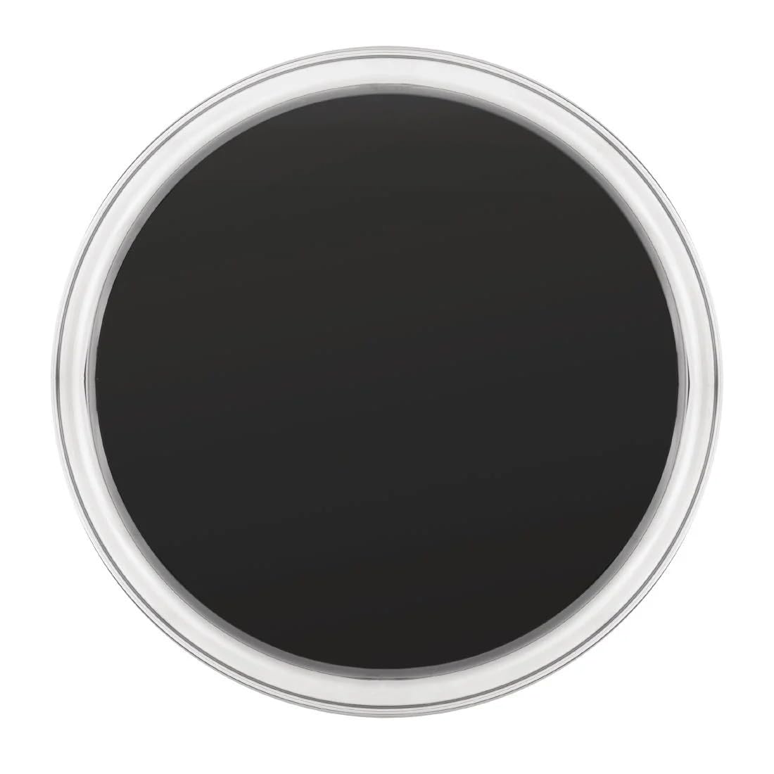 Rutschfeste Edelstahl-Servierplatte (Tablett) – zweifarbig Edelstahl/Schwarz