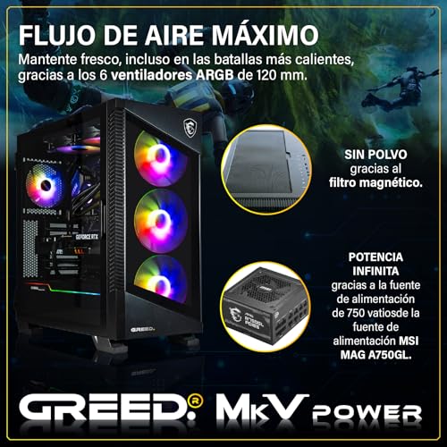 Greed® MK5 Power - Gaming PC - Intel Core i9-12900KF + Nvidia Geforce RTX 5070Ti 16GB - Ordenador RGB rápido + 4K & Raytracing Computer - 5.2 GHz - 32 GB RAM DDR5-1TB SSD - WLAN + Win11 Pro - imagen 4