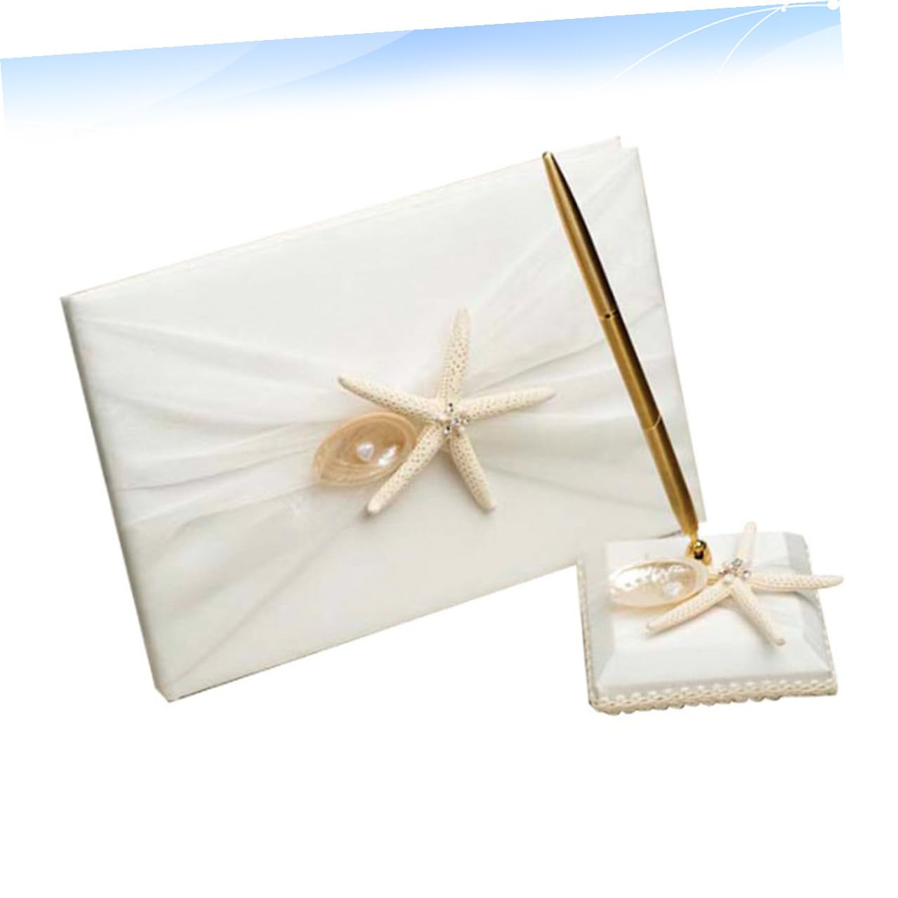 Gadpiparty Quaderno degli Ospiti con Funzione Registrazione Presenze e Messaggi Stile Spiaggia Bianco Elegante per Cerimonia di Fidanzamento e Matrimonio