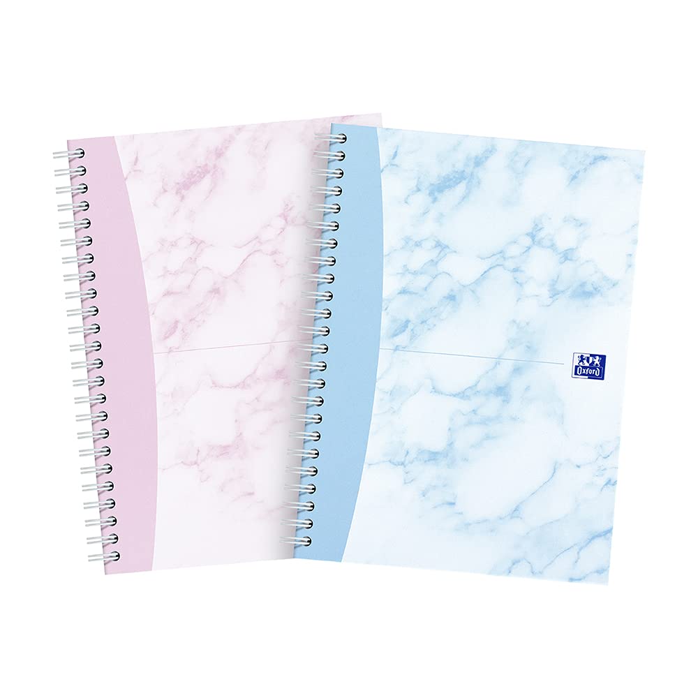 My Notes, A5 Notebook Hardcover, Wirebound, Lined, Pack of 2, Marble