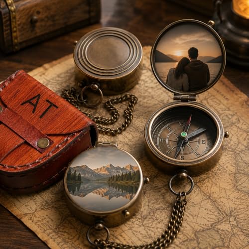Brújula personalizada para novio, brújula para hombre con grabado, regalo de cumpleaños para novio miniatura 1
